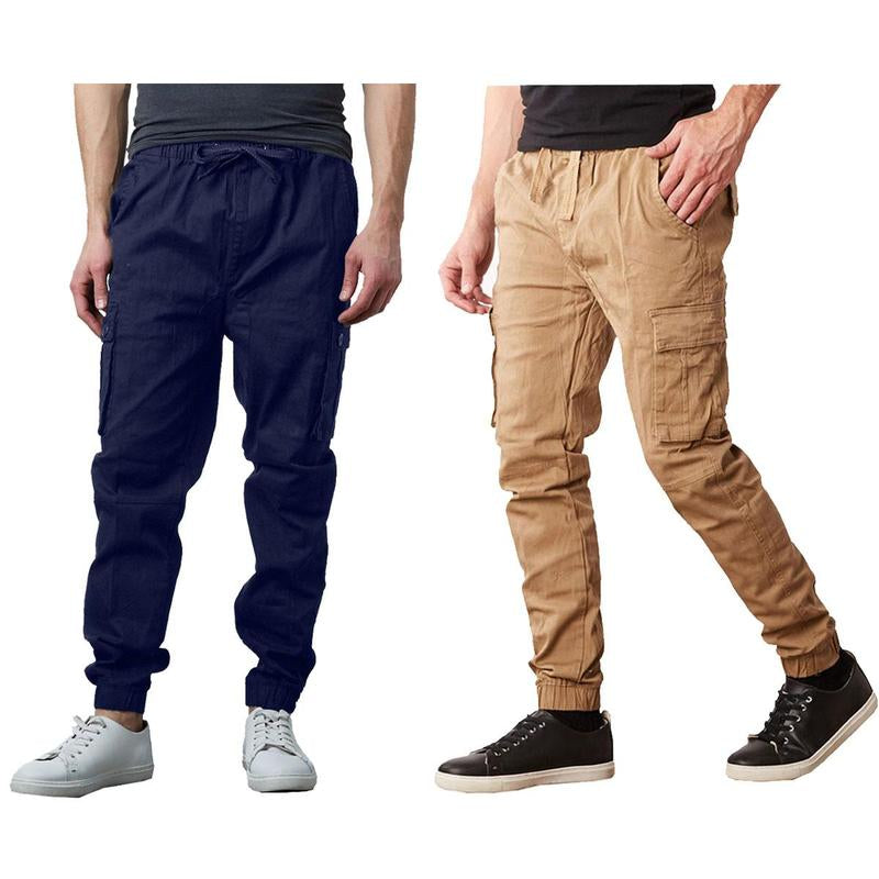 Men'S 2 Pack Cotton Flex Stretch Cargo Jogger Pants (Sizes, S-2XL)